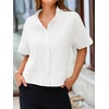 image:imageCicy Bell Womens Cropped Blouse Short Sleeve Button Down Shirt Dressy TopsWhite