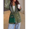 image:imageCicy Bell Womens Fringe Cardigan Printed Long Sleeve V Neck Belt SweatersArmy Green