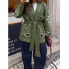 image:imageCicy Bell Womens Fringe Cardigan Printed Long Sleeve V Neck Belt SweatersArmy Green