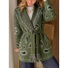 image:imageCicy Bell Womens Fringe Cardigan Printed Long Sleeve V Neck Belt SweatersArmy Green