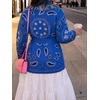 image:imageCicy Bell Womens Fringe Cardigan Printed Long Sleeve V Neck Belt SweatersRoyal Blue
