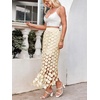 image:imageCicy Bell Womens Hollow Out Maxi Skirts Summer Boho Fringe Hem Long SkirtApricot