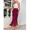 image:imageCicy Bell Womens Hollow Out Maxi Skirts Summer Boho Fringe Hem Long SkirtBurgundy