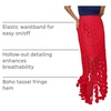 image:imageCicy Bell Womens Hollow Out Maxi Skirts Summer Boho Fringe Hem Long SkirtRed