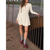 image:imageCicy Bell Womens Long Sleeve Sweater Dress Henley Fall ALine Mini DressesBeige