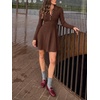 image:imageCicy Bell Womens Long Sleeve Sweater Dress Henley Fall ALine Mini DressesBrown