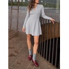 image:imageCicy Bell Womens Long Sleeve Sweater Dress Henley Fall ALine Mini DressesGrey
