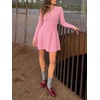 image:imageCicy Bell Womens Long Sleeve Sweater Dress Henley Fall ALine Mini DressesPink