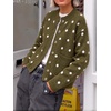 image:imageCicy Bell Womens Polka Dot Cardigan Long Sleeve Mock Neck Fall Knit SweaterArmy Green
