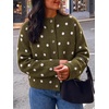 image:imageCicy Bell Womens Polka Dot Cardigan Long Sleeve Mock Neck Fall Knit SweaterArmy Green