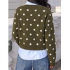 image:imageCicy Bell Womens Polka Dot Cardigan Long Sleeve Mock Neck Fall Knit SweaterArmy Green