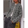 image:imageCicy Bell Womens Polka Dot Cardigan Long Sleeve Mock Neck Fall Knit SweaterDark Grey