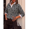 image:imageCicy Bell Womens Polka Dot Cardigan Long Sleeve Mock Neck Fall Knit SweaterDark Grey