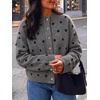image:imageCicy Bell Womens Polka Dot Cardigan Long Sleeve Mock Neck Fall Knit SweaterDark Grey