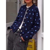 image:imageCicy Bell Womens Polka Dot Cardigan Long Sleeve Mock Neck Fall Knit SweaterNavy