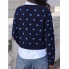image:imageCicy Bell Womens Polka Dot Cardigan Long Sleeve Mock Neck Fall Knit SweaterNavy
