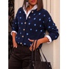 image:imageCicy Bell Womens Polka Dot Cardigan Long Sleeve Mock Neck Fall Knit SweaterNavy