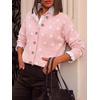 image:imageCicy Bell Womens Polka Dot Cardigan Long Sleeve Mock Neck Fall Knit SweaterPink