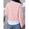 image:imageCicy Bell Womens Polka Dot Cardigan Long Sleeve Mock Neck Fall Knit SweaterPink
