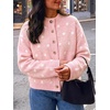 image:imageCicy Bell Womens Polka Dot Cardigan Long Sleeve Mock Neck Fall Knit SweaterPink