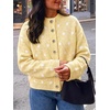 image:imageCicy Bell Womens Polka Dot Cardigan Long Sleeve Mock Neck Fall Knit SweaterYellow