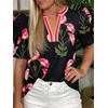 image:imageCicy Bell Womens Puff Sleeve Floral Top Casual Dressy Boutique Print BlouseBlack