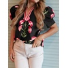 image:imageCicy Bell Womens Puff Sleeve Floral Top Casual Dressy Boutique Print BlouseBlack