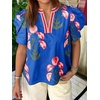image:imageCicy Bell Womens Puff Sleeve Floral Top Casual Dressy Boutique Print BlouseBlue