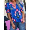 image:imageCicy Bell Womens Puff Sleeve Floral Top Casual Dressy Boutique Print BlouseBlue