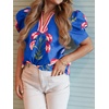 image:imageCicy Bell Womens Puff Sleeve Floral Top Casual Dressy Boutique Print BlouseBlue