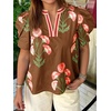 image:imageCicy Bell Womens Puff Sleeve Floral Top Casual Dressy Boutique Print BlouseBrown