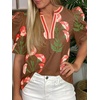 image:imageCicy Bell Womens Puff Sleeve Floral Top Casual Dressy Boutique Print BlouseBrown