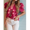 image:imageCicy Bell Womens Puff Sleeve Floral Top Casual Dressy Boutique Print BlouseBurgundy