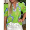 image:imageCicy Bell Womens Puff Sleeve Floral Top Casual Dressy Boutique Print BlouseGreen