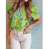 image:imageCicy Bell Womens Puff Sleeve Floral Top Casual Dressy Boutique Print BlouseGreen