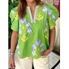 image:imageCicy Bell Womens Puff Sleeve Floral Top Casual Dressy Boutique Print BlouseGreen