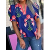 image:imageCicy Bell Womens Puff Sleeve Floral Top Casual Dressy Boutique Print BlouseNavy