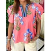 image:imageCicy Bell Womens Puff Sleeve Floral Top Casual Dressy Boutique Print BlousePink