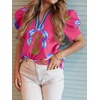 image:imageCicy Bell Womens Puff Sleeve Floral Top Casual Dressy Boutique Print BlouseRose Red