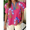 image:imageCicy Bell Womens Puff Sleeve Floral Top Casual Dressy Boutique Print BlouseRose Red