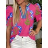 image:imageCicy Bell Womens Puff Sleeve Floral Top Casual Dressy Boutique Print BlouseRose Red