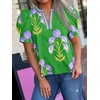 image:imageCicy Bell Womens Puff Sleeve Floral Top Casual Dressy Boutique Print BlouseTender Green