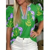 image:imageCicy Bell Womens Puff Sleeve Floral Top Casual Dressy Boutique Print BlouseTender Green