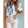 image:imageCicy Bell Womens Puff Sleeve Floral Top Casual Dressy Boutique Print BlouseWhite