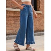 image:imageCicy Bell Womens Ruffle Jeans Cropped High Waisted Baggy Trendy Denim PantsBlue