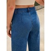 image:imageCicy Bell Womens Ruffle Jeans Cropped High Waisted Baggy Trendy Denim PantsBlue