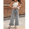 image:imageCicy Bell Womens Ruffle Jeans Cropped High Waisted Baggy Trendy Denim PantsGrey