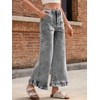 image:imageCicy Bell Womens Ruffle Jeans Cropped High Waisted Baggy Trendy Denim PantsGrey