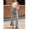 image:imageCicy Bell Womens Ruffle Jeans Cropped High Waisted Baggy Trendy Denim PantsGrey