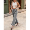 image:imageCicy Bell Womens Ruffle Jeans Cropped High Waisted Baggy Trendy Denim PantsGrey